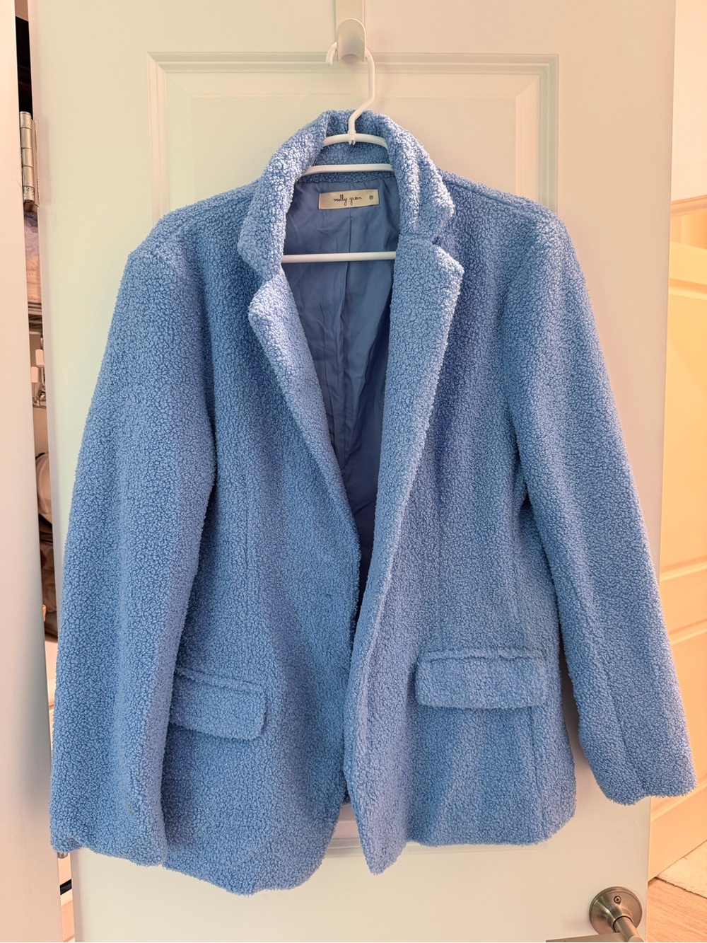 Light Blue Sherpa Blazer Jacket - Women